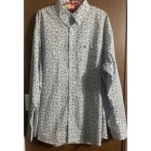 Wrangler Long Sleeve Blue/white Paisley Button Down Men's Sz XL Western ￼NICE